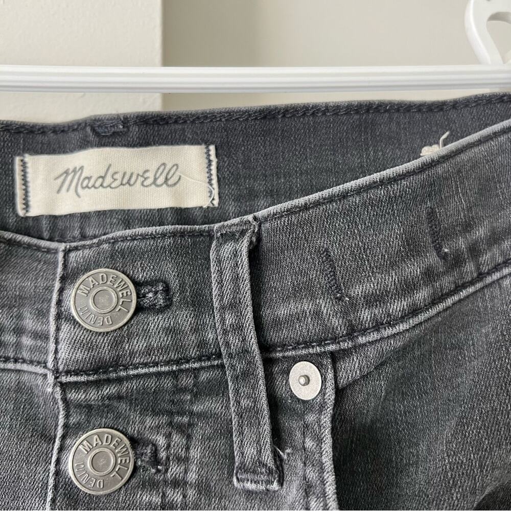 Madewell Cali Demi-Boot Flare Cropped Jeans Button Fly High Waist Black Size 25 - Picture 5 of 8